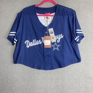 Mitchell & Ness Womens button Crop Top Jersey Style Dallas cowboys Size XL
